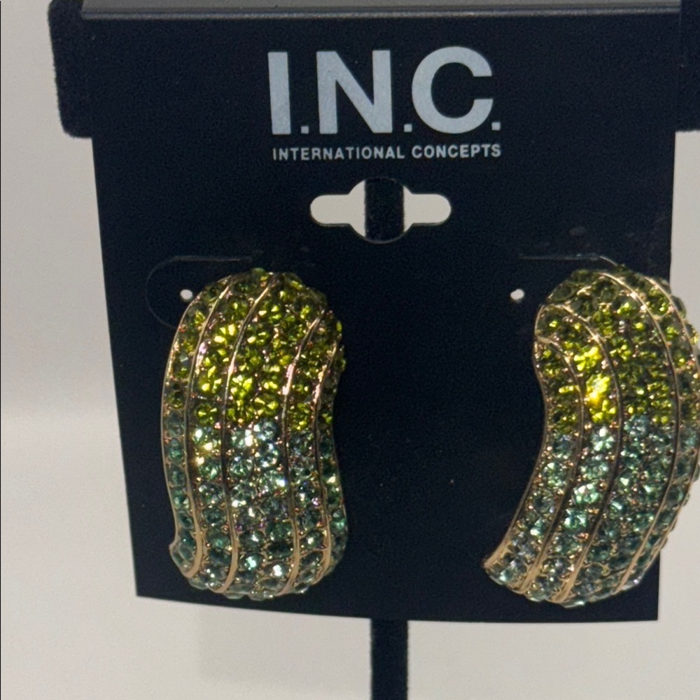 🍷3for$20! NWT INC International Concepts Green and Yellow Earrings - Picture 4 of 4
